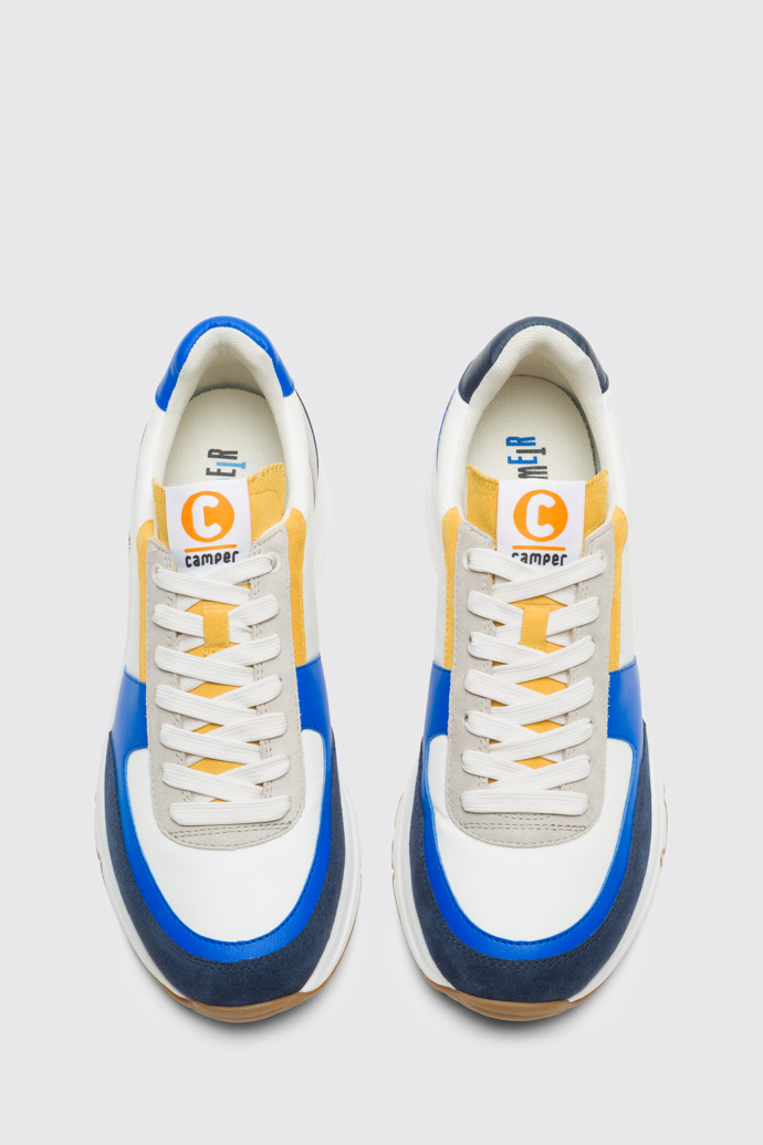 Overhead view of Twins Blue, white and yellow sneaker for men