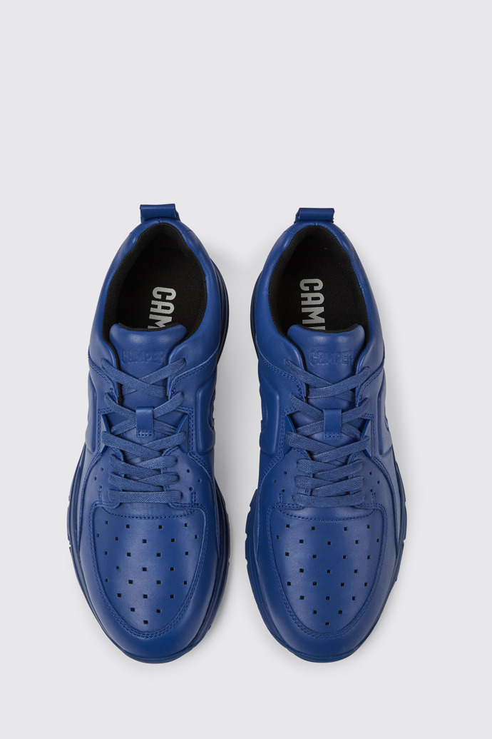 Overhead view of Drift Blue leather sneakers for men