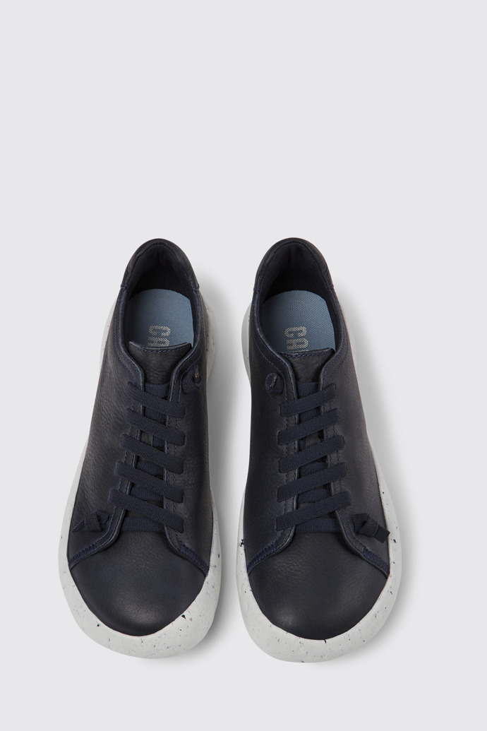 Overhead view of Peu Stadium Blue leather sneakers for men