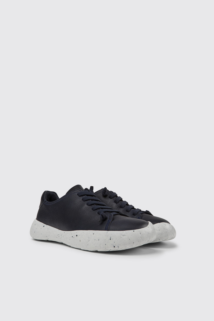 Front view of Peu Stadium Blue leather sneakers for men