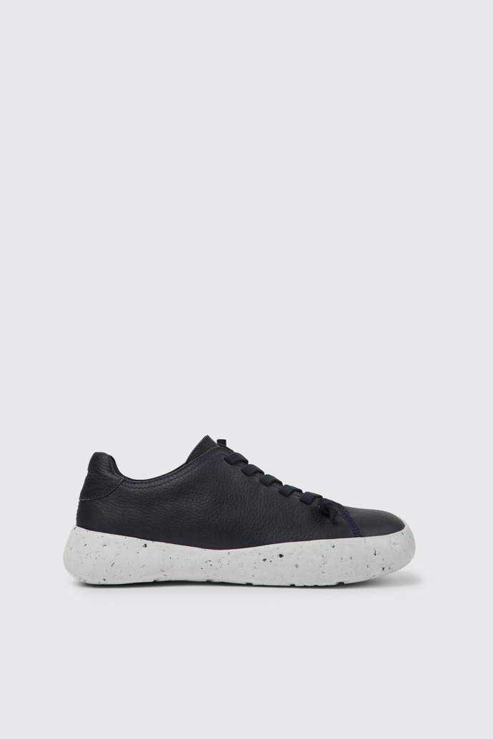 Side view of Peu Stadium Blue leather sneakers for men