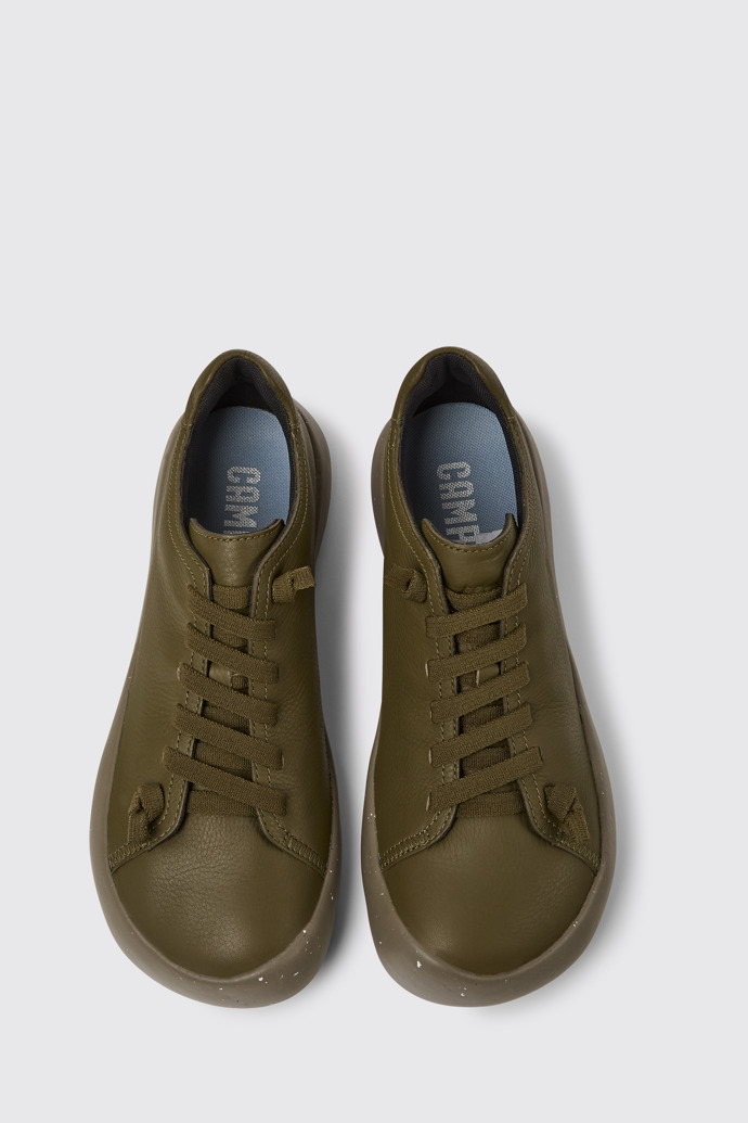 Overhead view of Peu Stadium Green leather sneakers for men