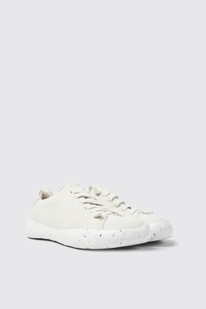 Front view of Peu Stadium White leather sneakers for men
