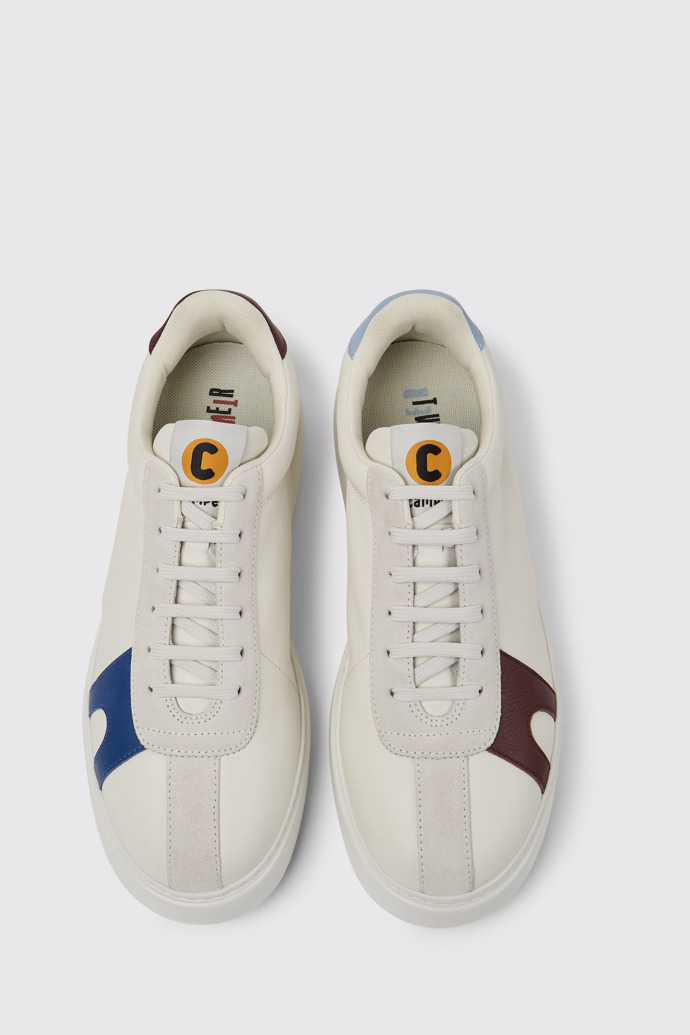 Overhead view of Twins White leather and suede sneakers