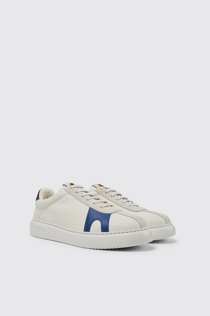 Front view of Twins White leather and suede sneakers