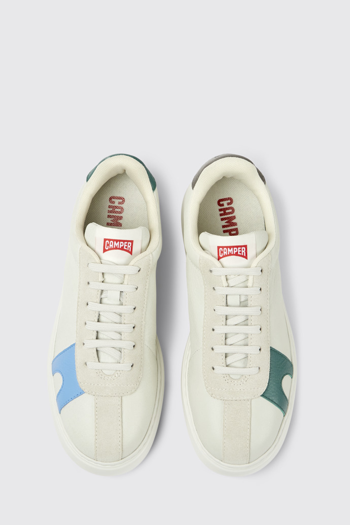 Twins Sneakers blancos de piel sin teñir y ante para hombre