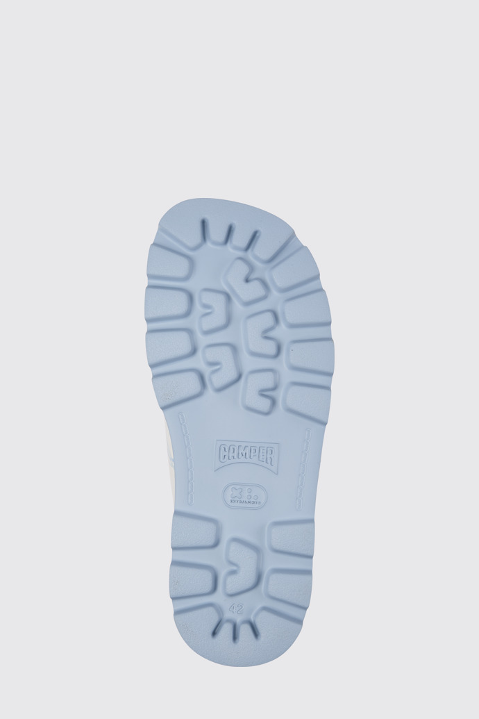 The sole of Brutus Sandal White and blue printed leather sandals for men