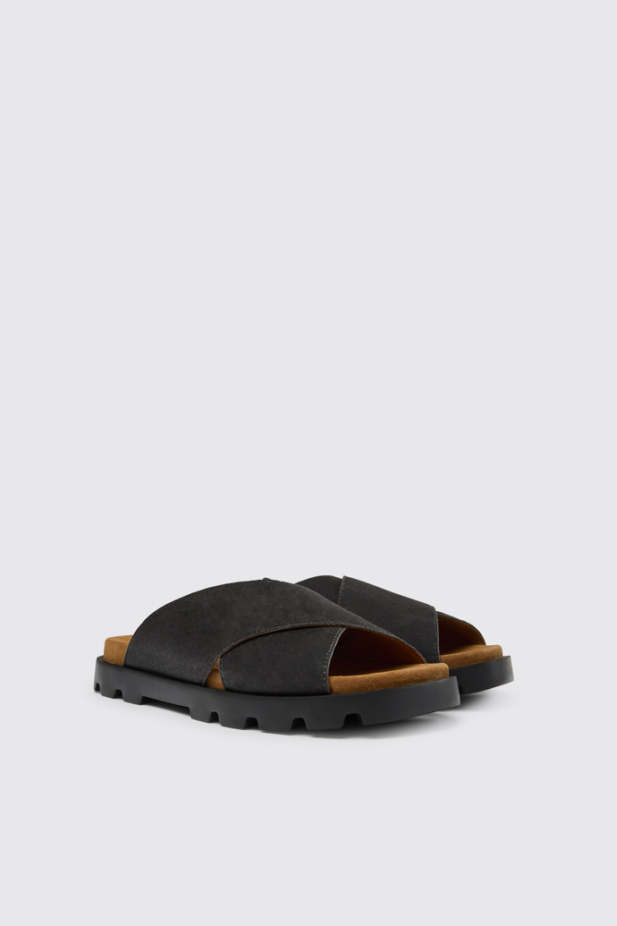 Front view of Brutus Sandal Black men's sandals