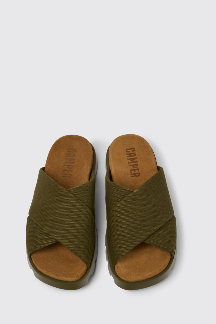 มุมมองด้านบนของ Brutus Sandal รองเท้าแตะผ้าฝ้ายรีไซเคิลสีเขียวสำหรับผู้ชาย