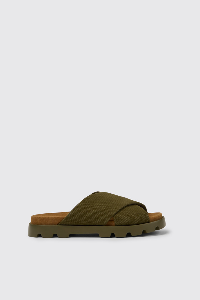 มุมมองด้านข้างของ Brutus Sandal รองเท้าแตะผ้าฝ้ายรีไซเคิลสีเขียวสำหรับผู้ชาย