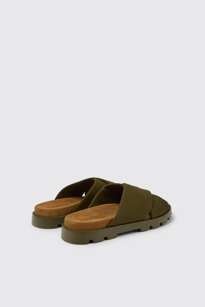 มุมมองด้านหลังของ Brutus Sandal รองเท้าแตะผ้าฝ้ายรีไซเคิลสีเขียวสำหรับผู้ชาย