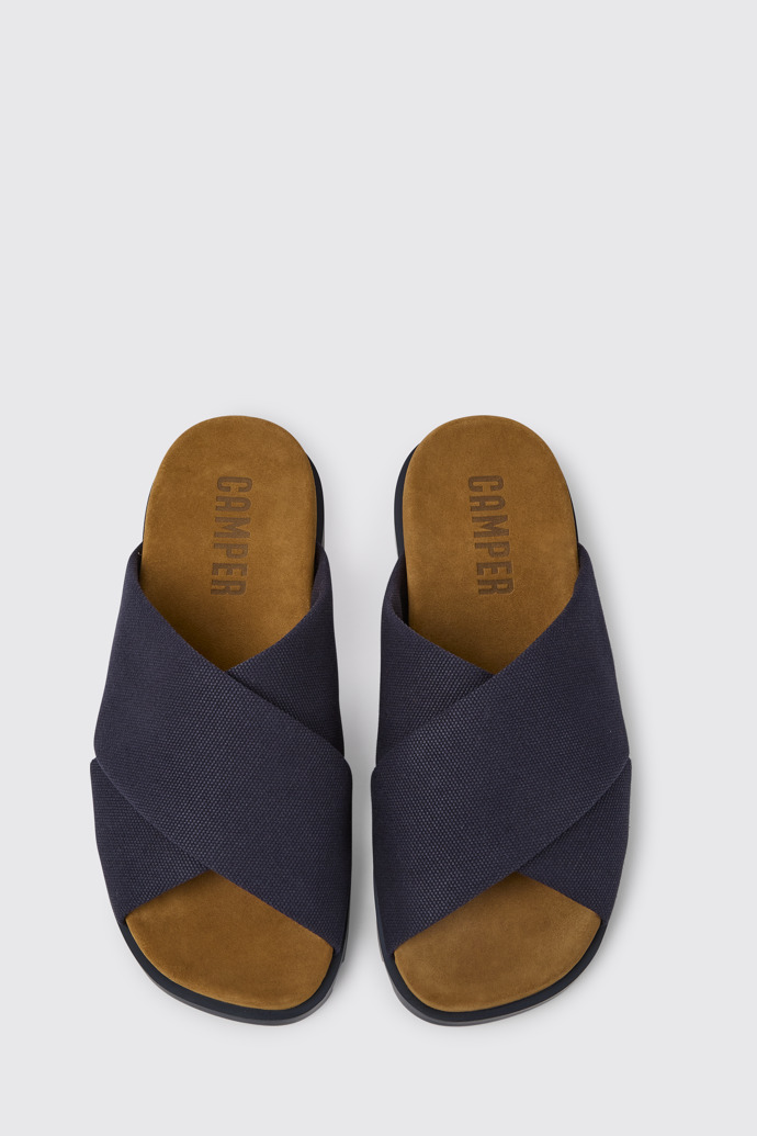 Overhead view of Brutus Sandal Blue recycled cotton sandals for men