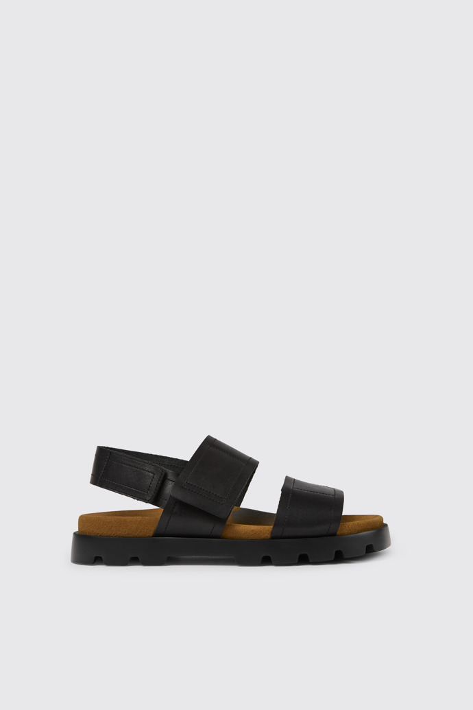 Brutus Sandal Μαύρα δερμάτινα πέδιλα για άντρες