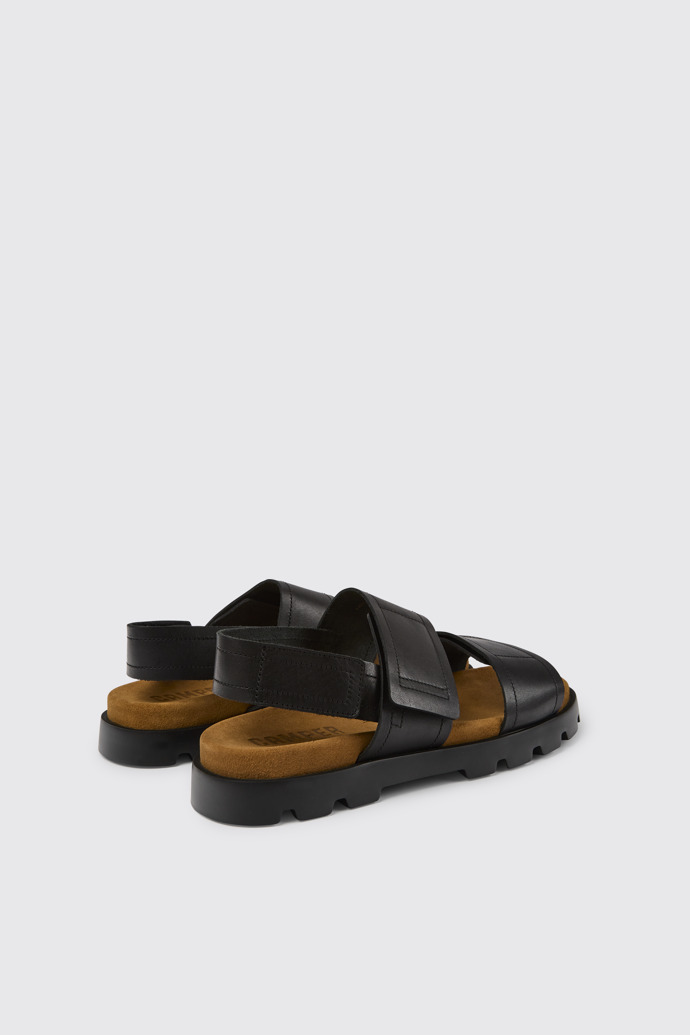 Brutus Sandal Μαύρα δερμάτινα πέδιλα για άντρες