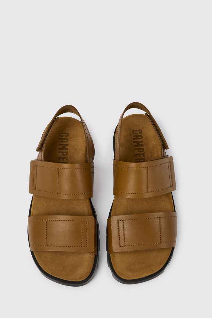 Overhead view of Brutus Sandal Brown leather sandals for men