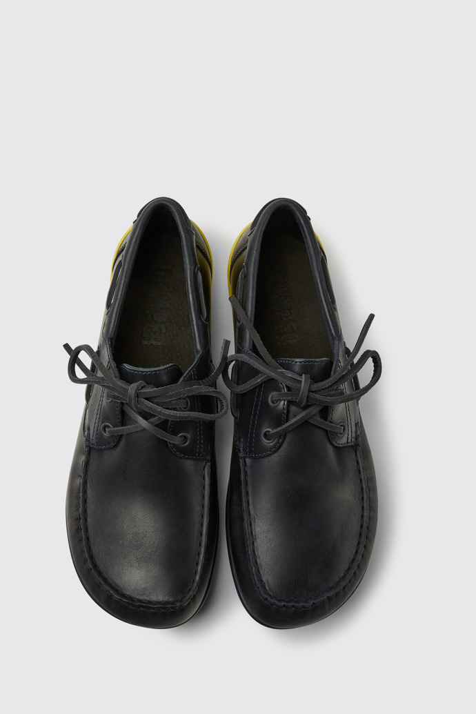 Peu Circuit Chaussures en cuir bleu pour homme