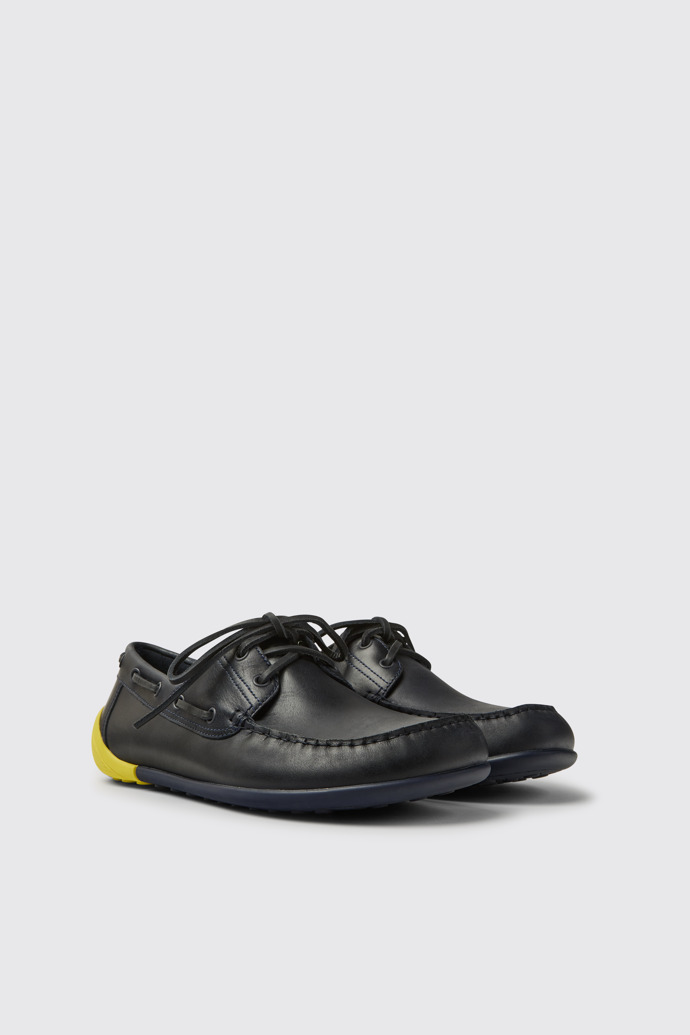 Peu Circuit Chaussures en cuir bleu pour homme