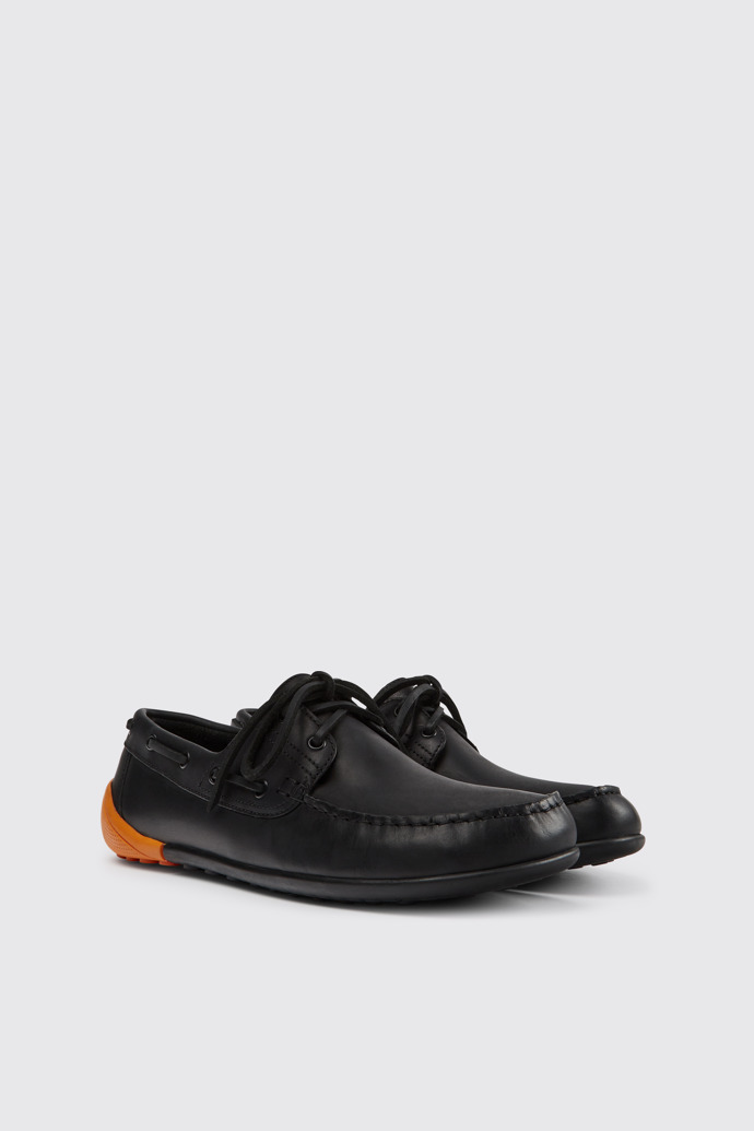 Front view of Peu Circuit Black leather shoes for men
