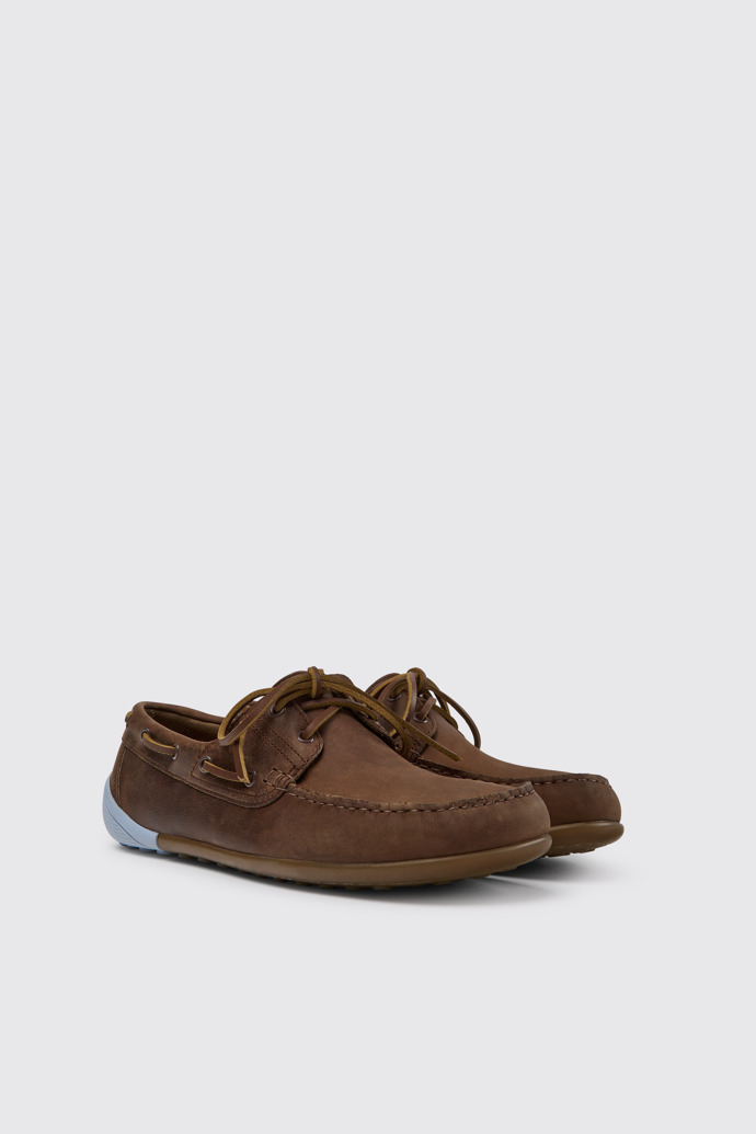 Front view of Peu Circuit Brown leather shoes for men