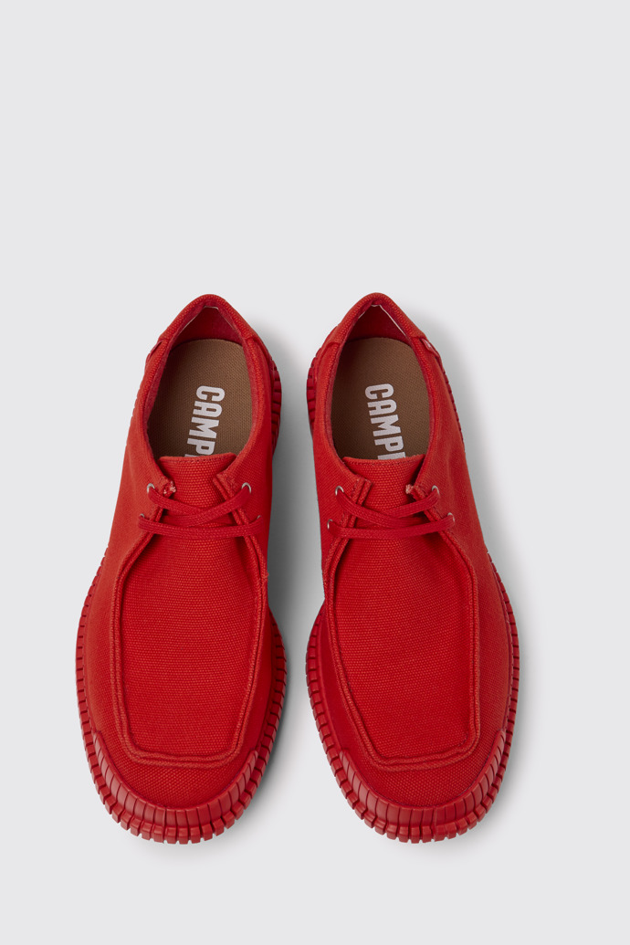 Overhead view of Pix Red recycled cotton shoes for men