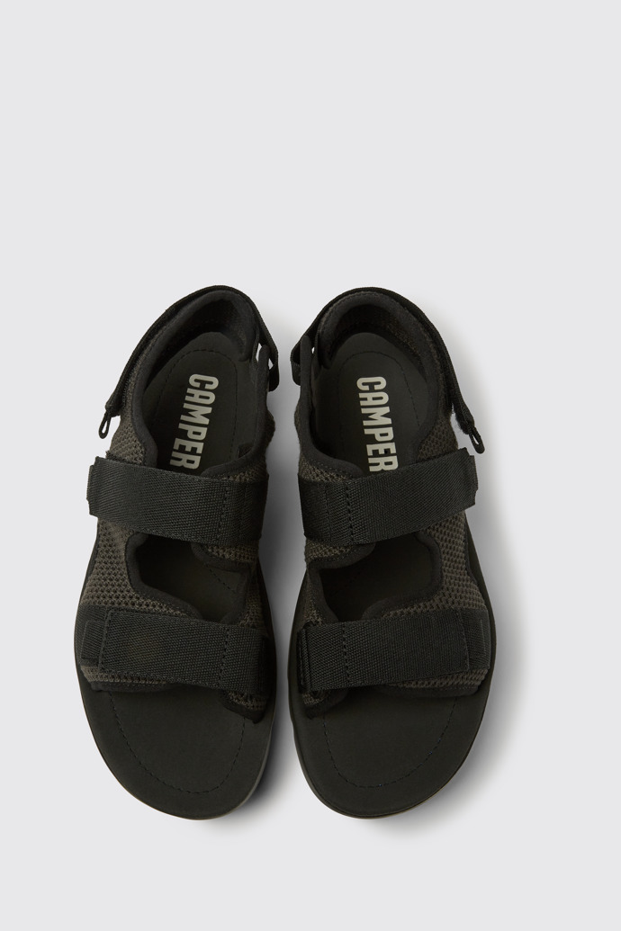 Overhead view of Oruga Black and grey TENCEL® Lyocell sandals for men