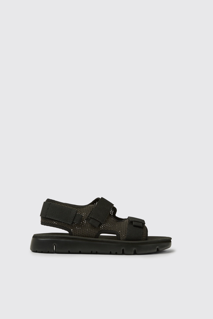 Side view of Oruga Black and grey TENCEL® Lyocell sandals for men