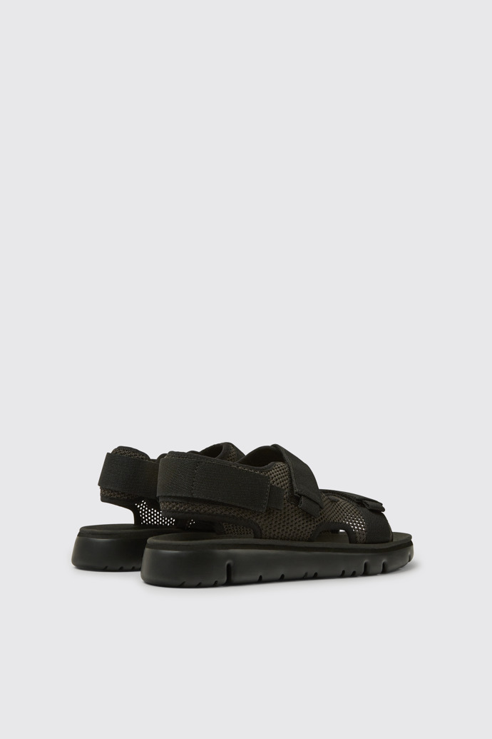 Back view of Oruga Black and grey TENCEL® Lyocell sandals for men