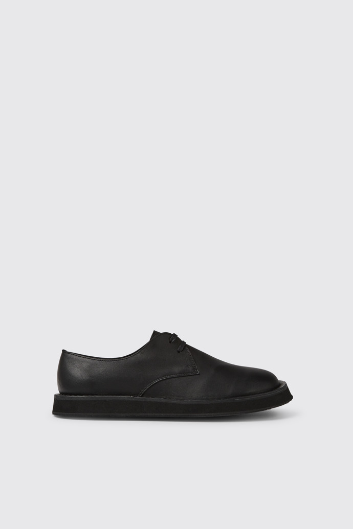 Side view of Brothers Polze Black leather shoes for men