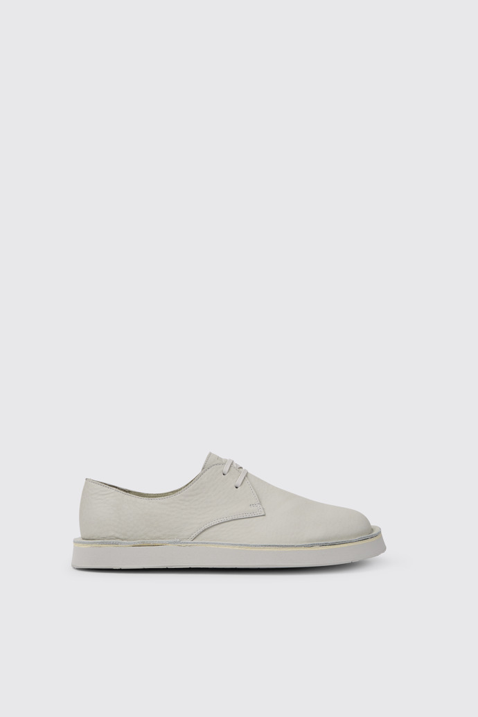 Side view of Brothers Polze White leather shoes for men