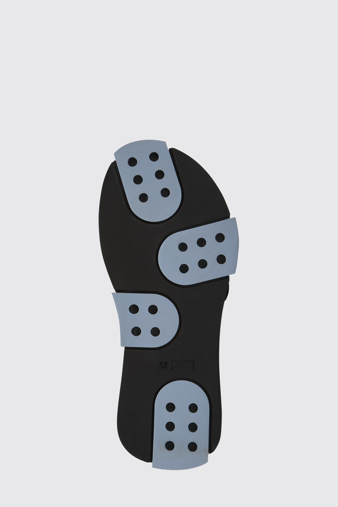 The sole of Set Black and white leather sandals for men