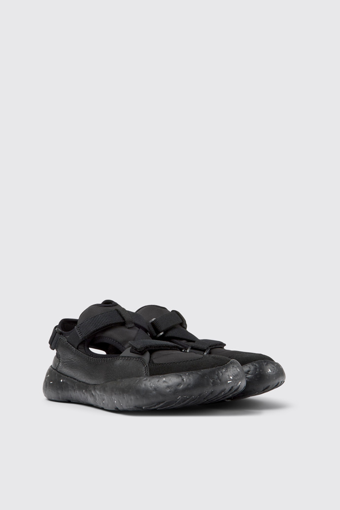 Front view of Peu Stadium Black semi-open sneakers for men