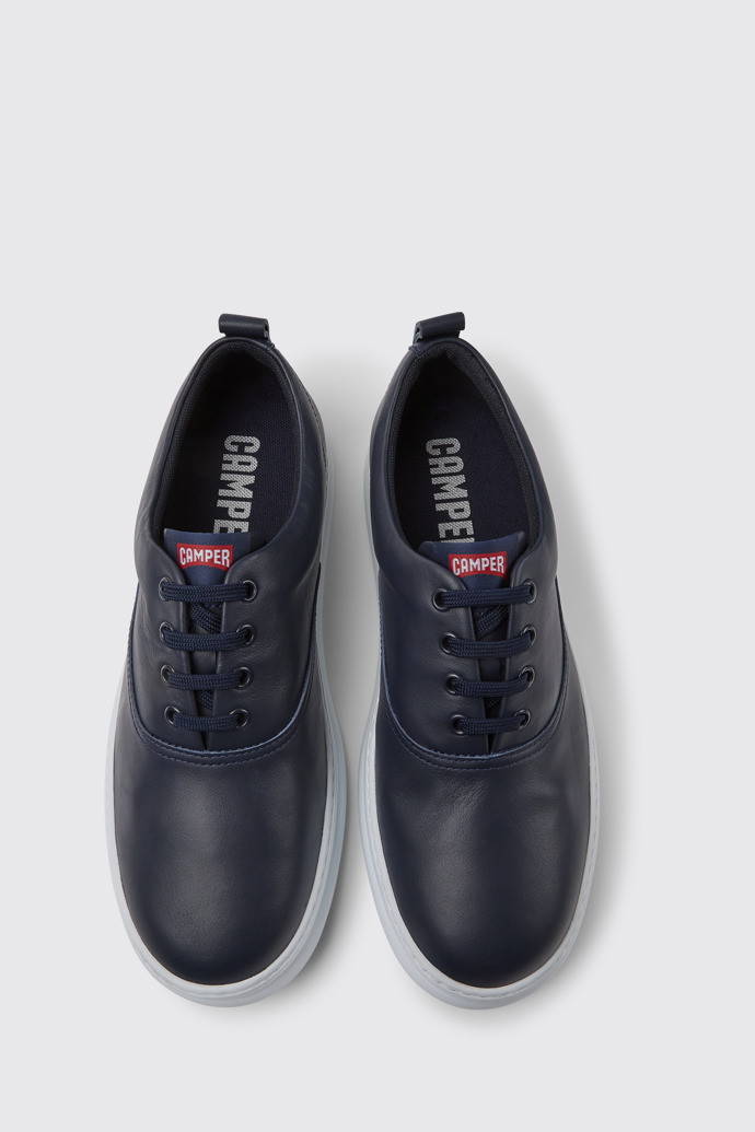 Overhead view of Runner Blue leather sneakers for men