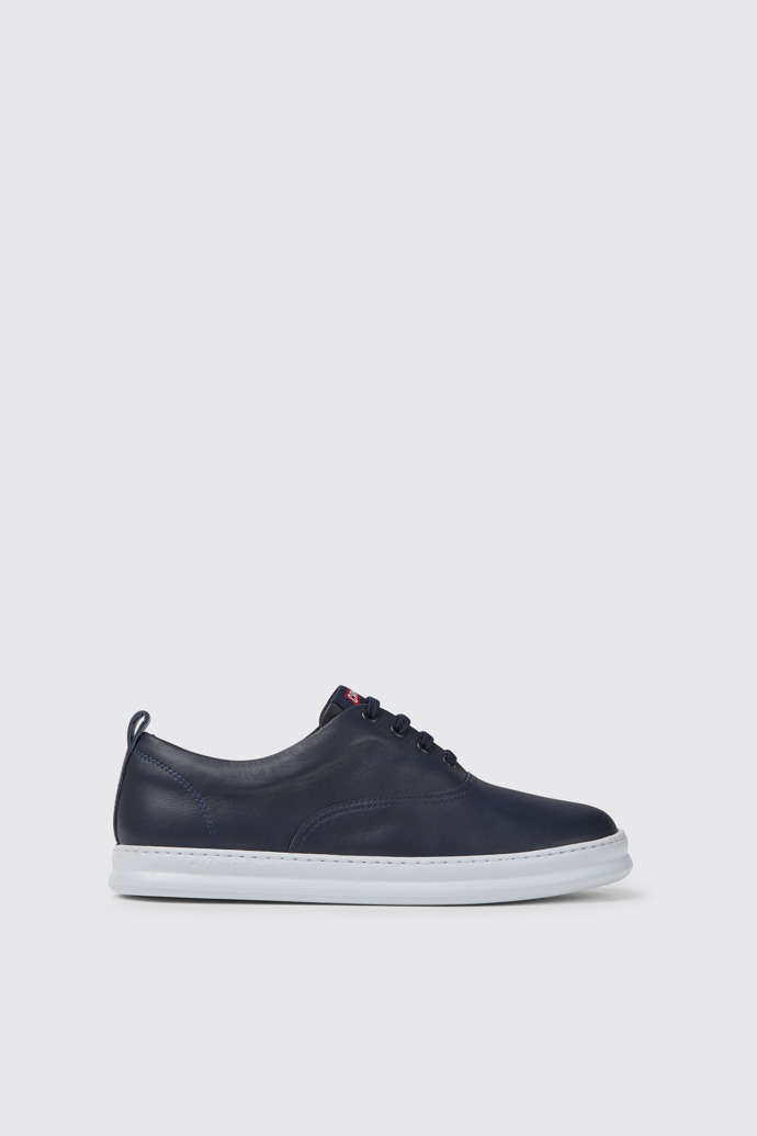 Side view of Runner Blue leather sneakers for men