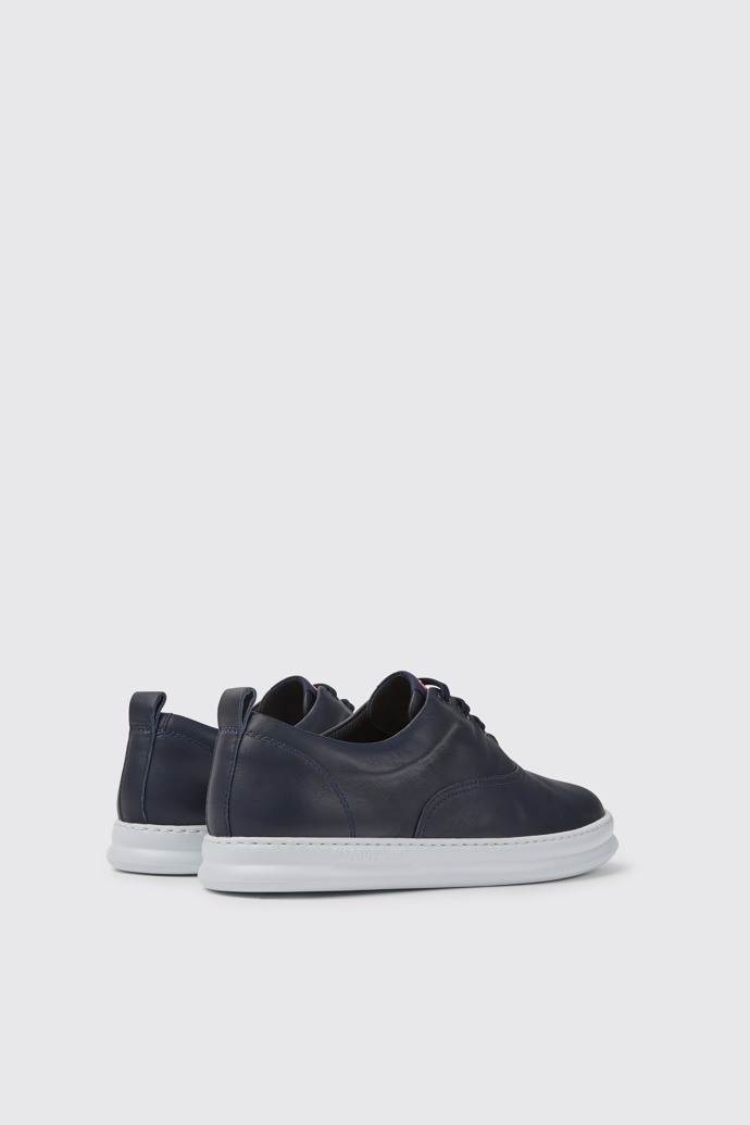 Back view of Runner Blue leather sneakers for men