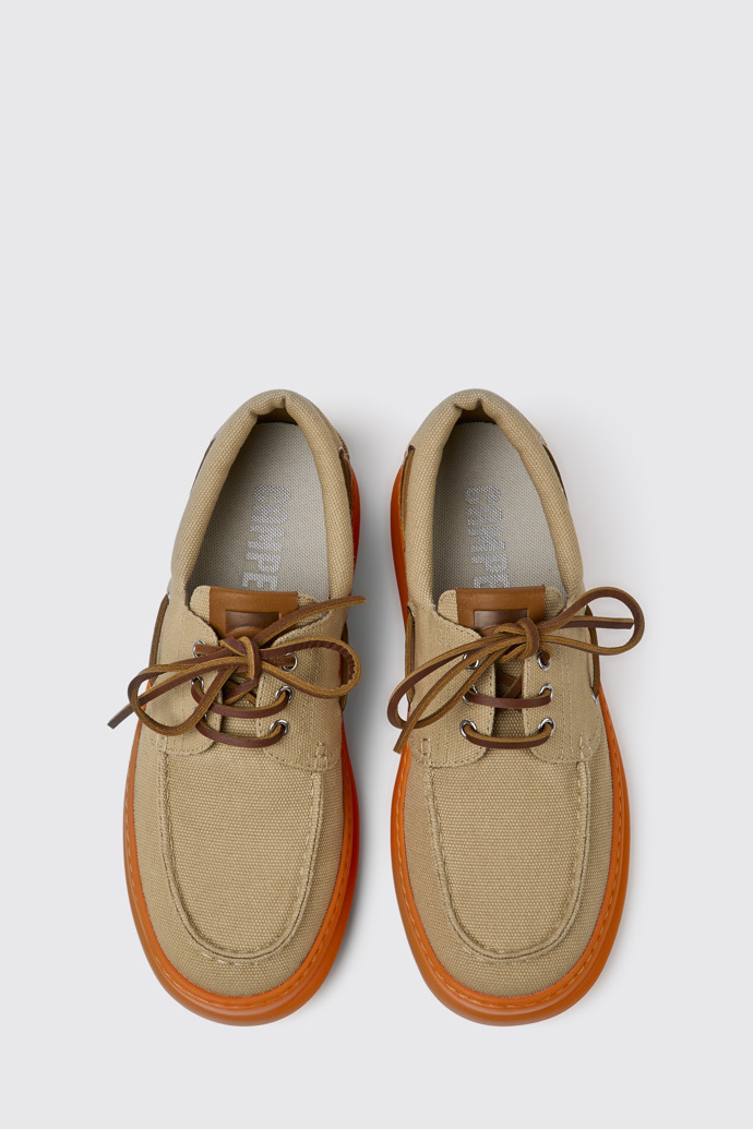 Overhead view of Runner Beige recycled cotton shoes for men