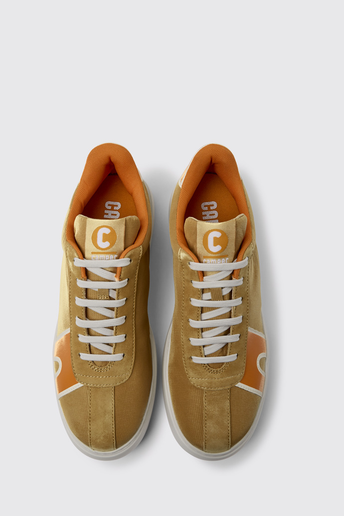 Overhead view of Runner K21 Brown, orange, and beige sneakers for men