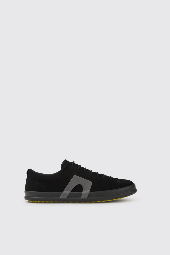 Side view of Chasis Black nubuck shoes for men