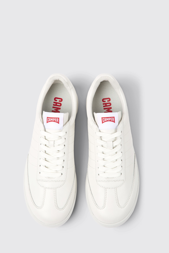 Overhead view of Pelotas XLite White leather sneakers for men