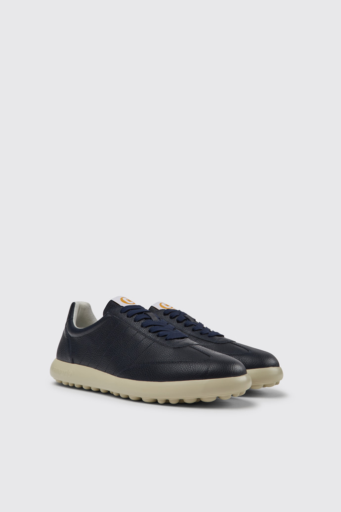 Front view of Pelotas XLite Blue leather sneakers for men