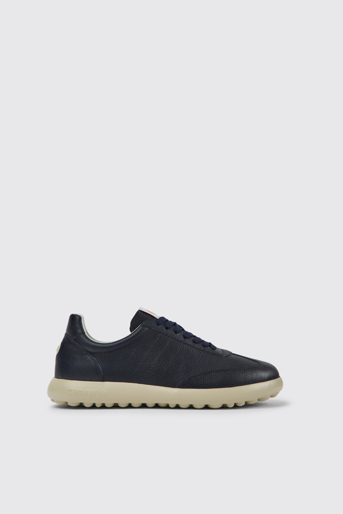 Side view of Pelotas XLite Blue leather sneakers for men