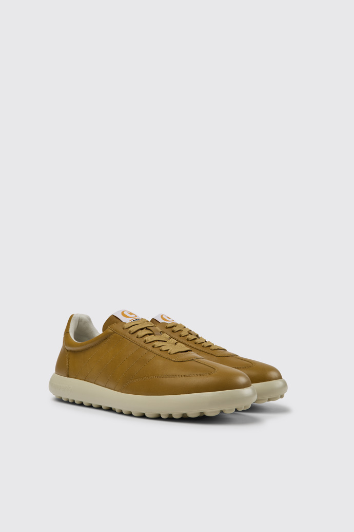 Front view of Pelotas XLite Brown and beige leather sneakers for men