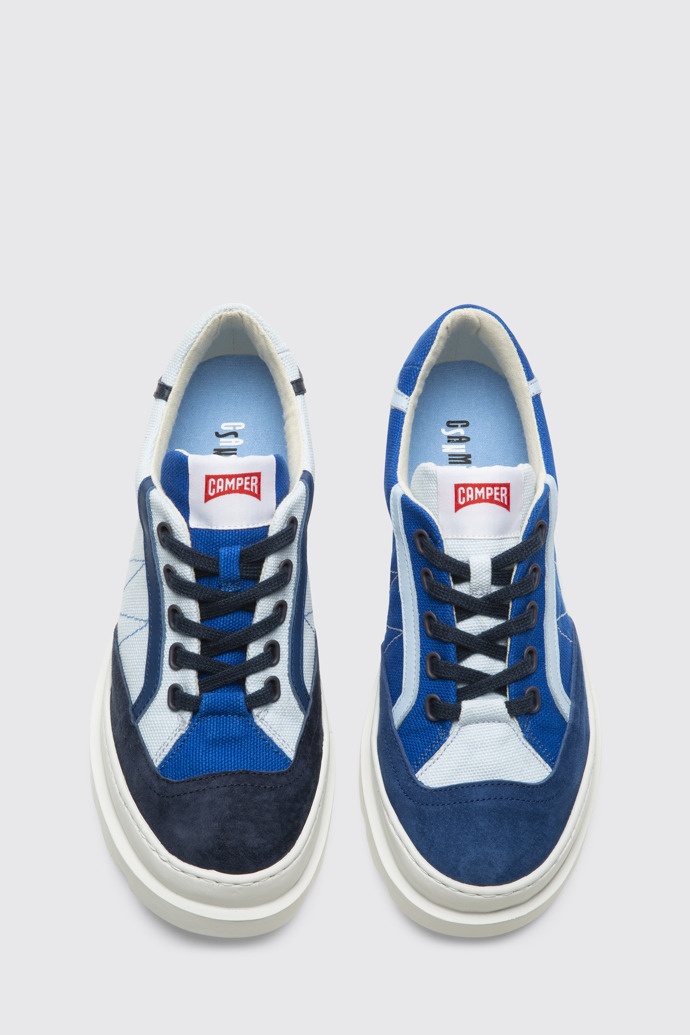 Overhead view of Twins Blue lace-up sneakers