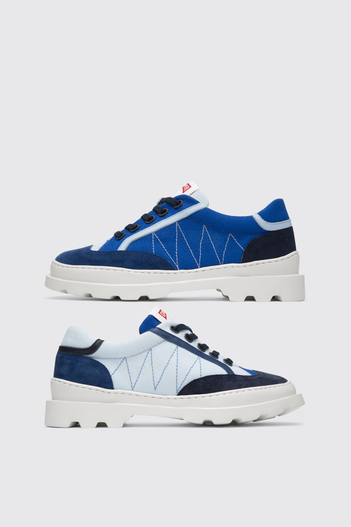 Side view of Twins Blue lace-up sneakers