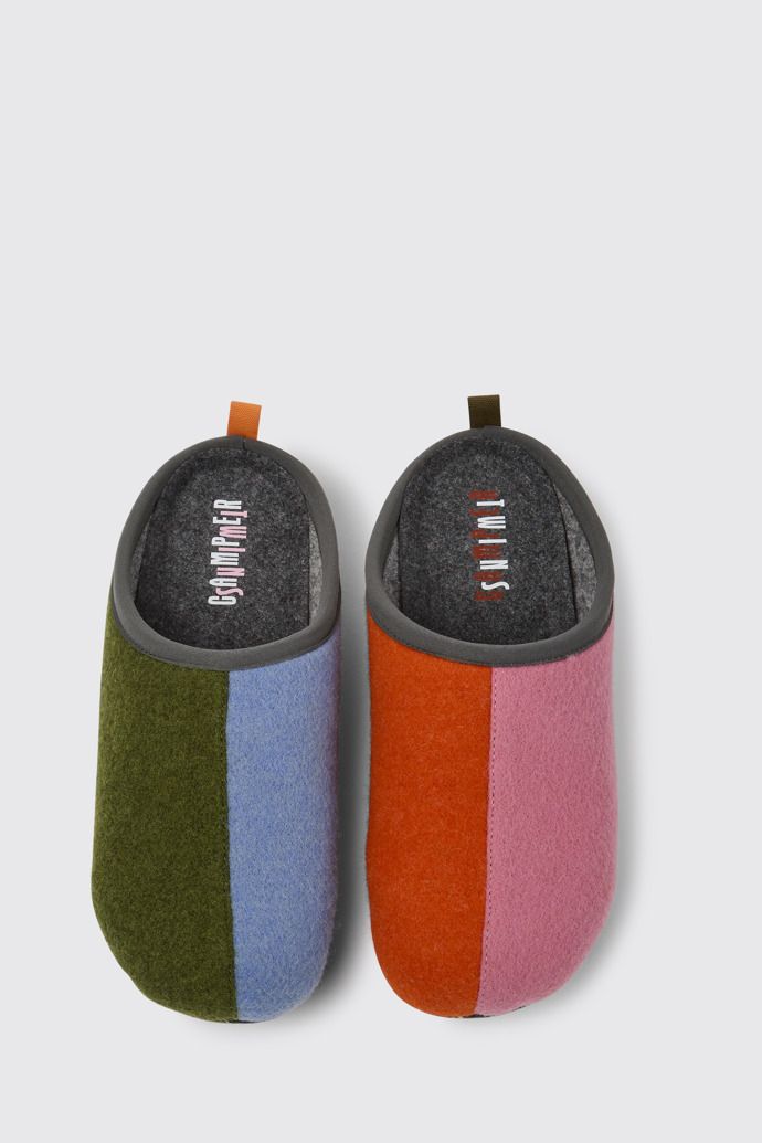Overhead view of Twins Multicolored wool men’s slippers