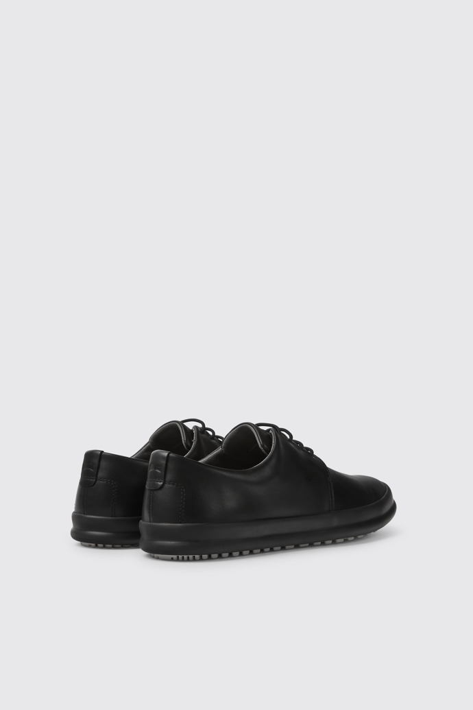 Back view of Chasis Black Leather Shoes for Men.