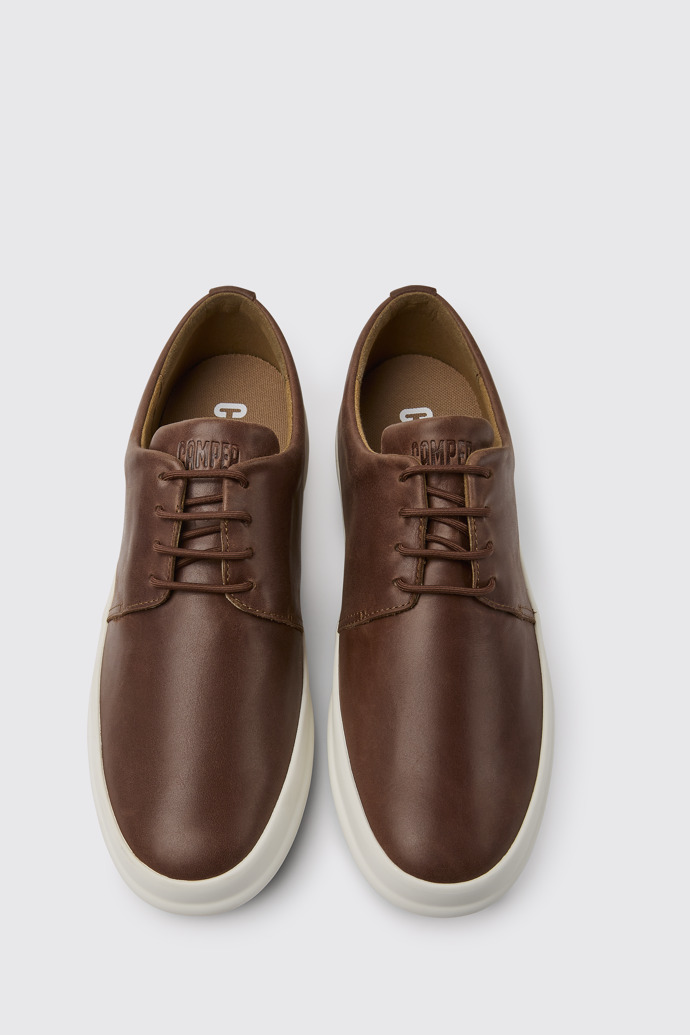 Overhead view of Chasis Brown leather shoes for men