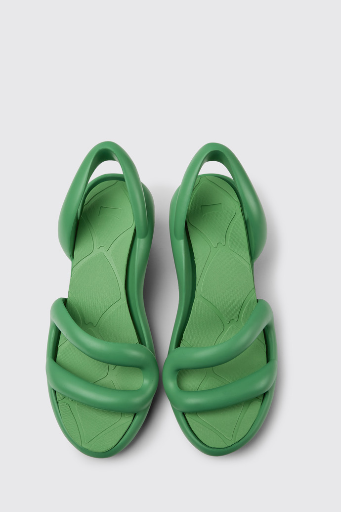 Overhead view of Kobarah Green unisex sandals