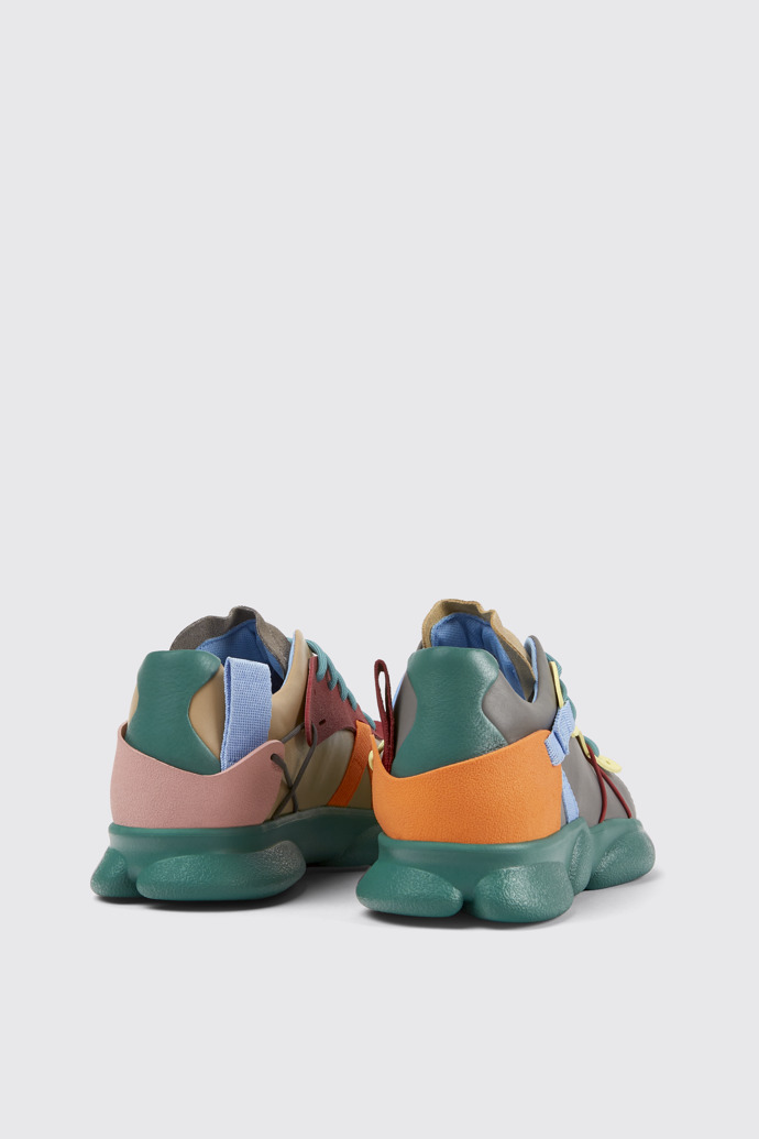 Back view of Twins Multicolored leather and nubuck sneakers for men