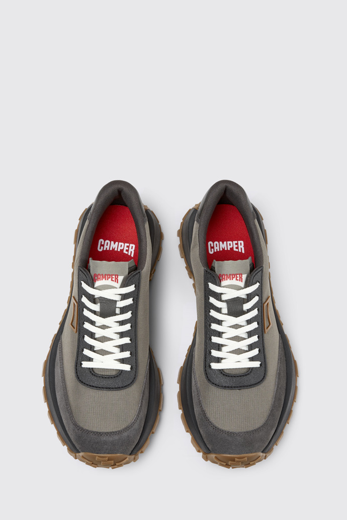 Overhead view of Drift Trail Gray Textile and Nubuck Shoes for Men.