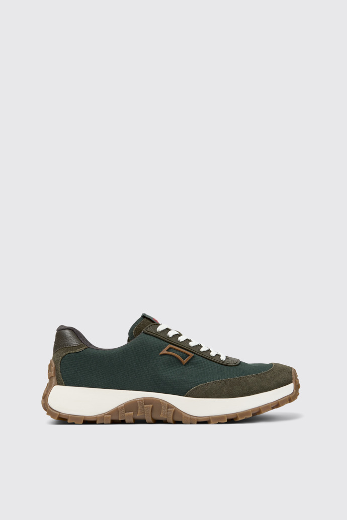 Side view of Drift Trail Green Textile and Nubuck Sneakers for Men.